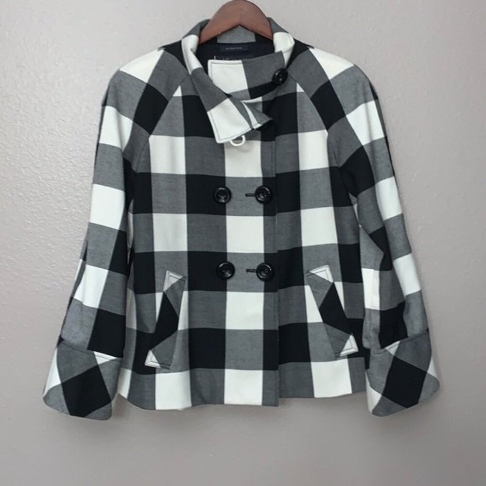 AK Anne Klein Buffalo Plaid Wool Jacket Size PM